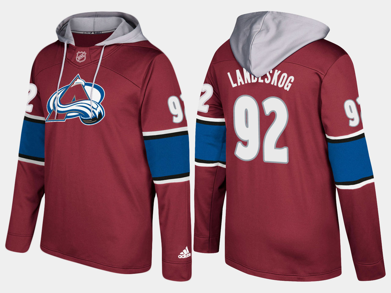 Men NHL Colorado avalanche 92 gabriel landeskog burgundy hoodie